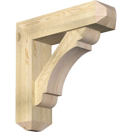 Ekena Millwork Olympic Craftsman Rough Sawn Bracket w/ Offset Brace, Douglas Fir, 8"W x 30"D x 30"H BKT0806X30X30OLY04RDF